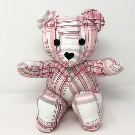 small pink memory bear
