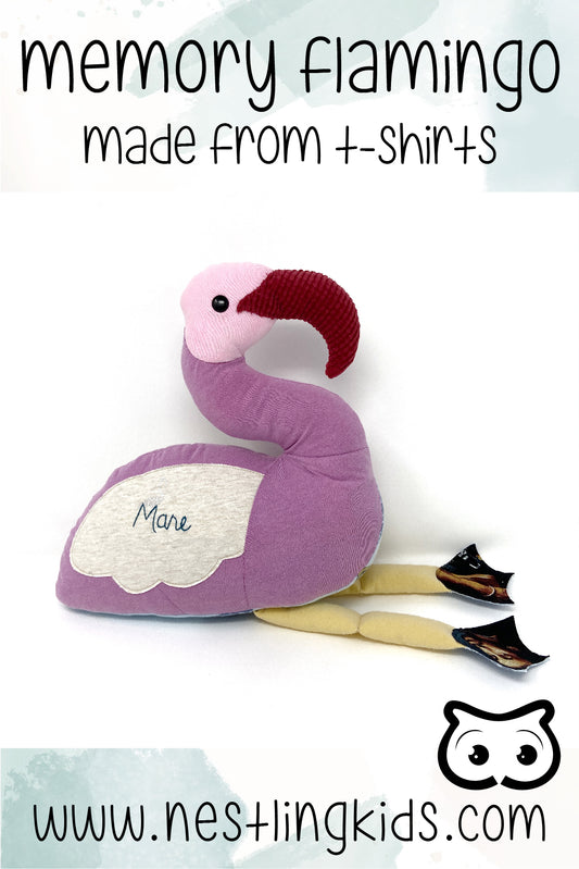 memory flamingo made from shirts