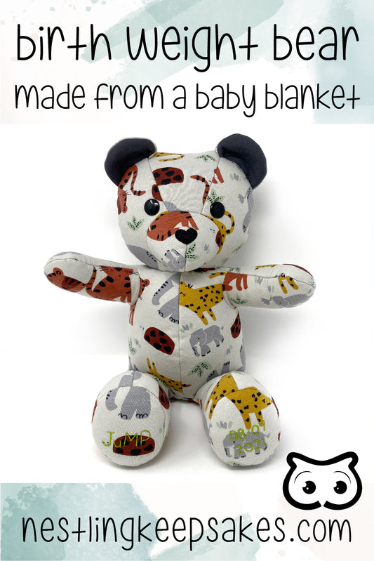 weighted bear made from a baby blanket