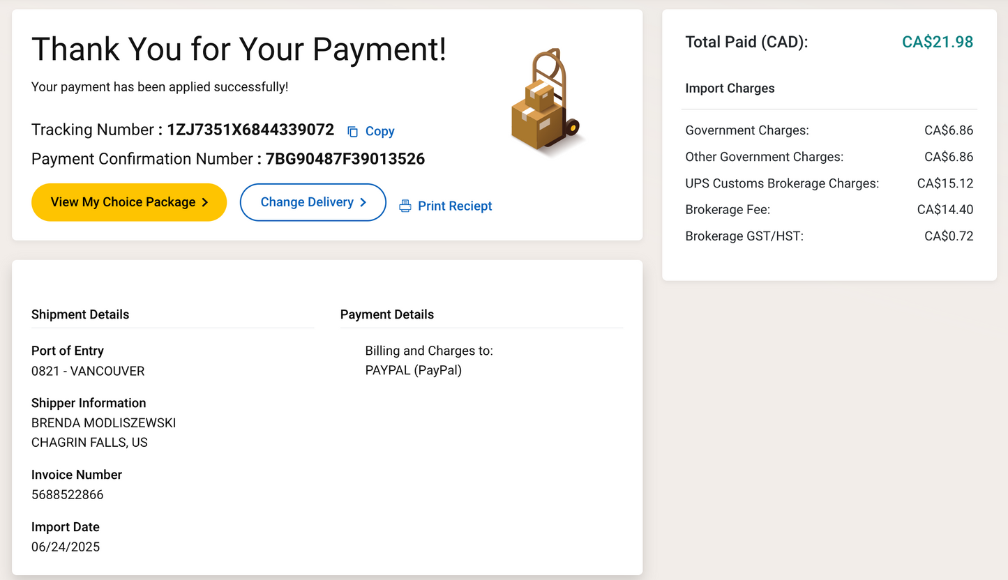 CUSTOM for BRENDA - UPS FEES