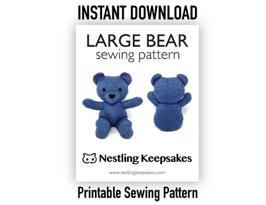 DIGITAL Memory Bear Teddy Sewing Pattern LARGE 11” - INSTANT DOWNLOAD