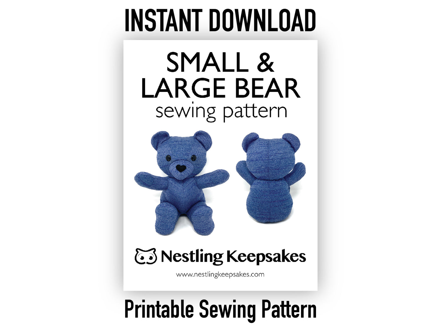 DIGITAL Memory Bear Teddy Sewing Patterns 8.5” and 11” - INSTANT DOWNLOAD