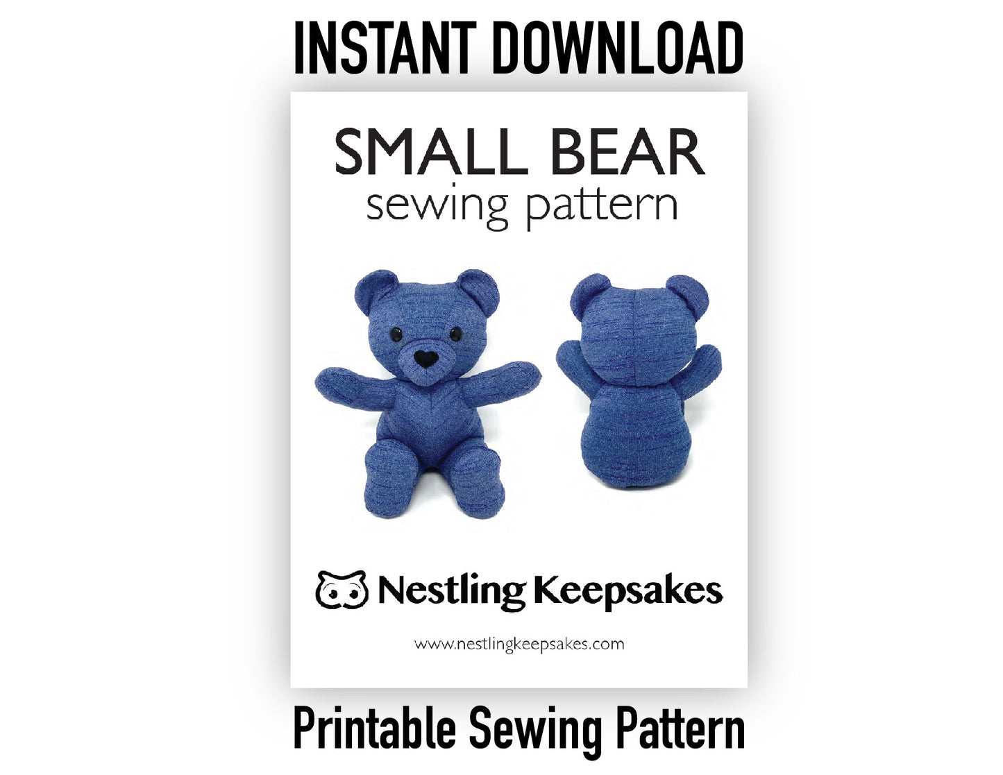 DIGITAL Memory Bear Teddy Sewing Pattern SMALL 8.5” - INSTANT DOWNLOAD