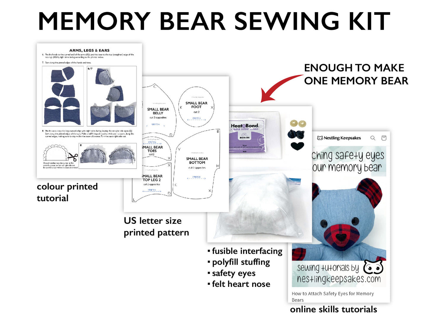 Memory Bear Sewing Kit - SMALL 8.5"