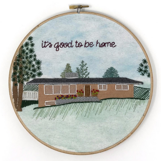embroidered house art
