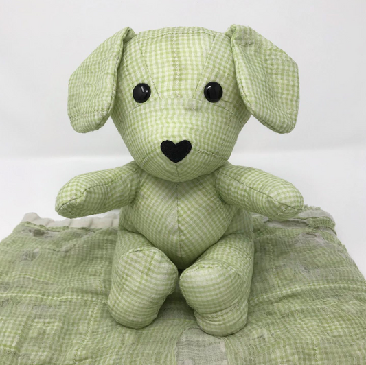 stuffed animal made from an old baby blanket