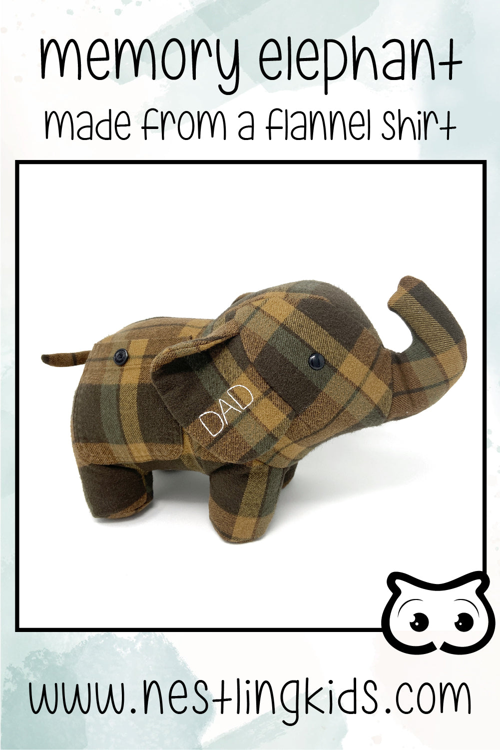 Memory Elephant made from Flannel Shirt Nestling Keepsakes