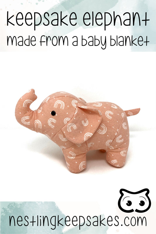 keepsake elephant made from a baby blanket