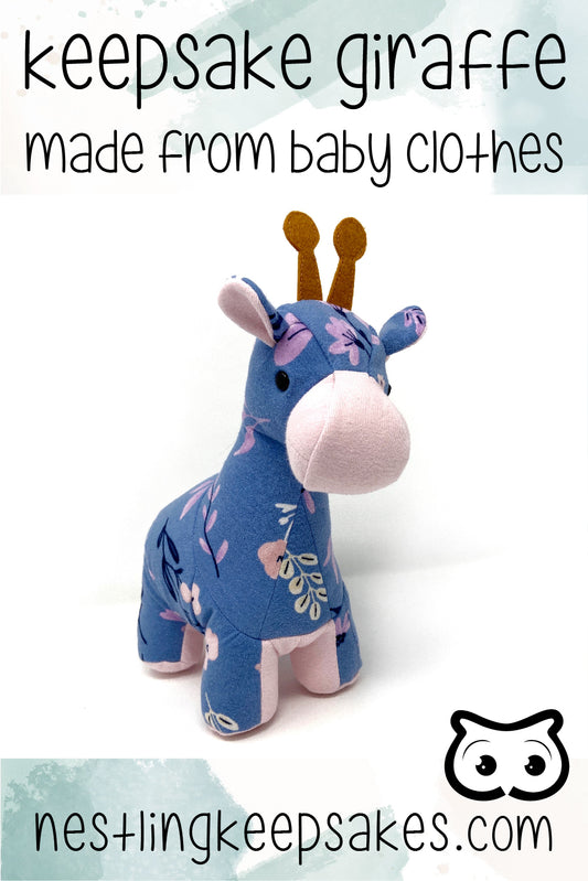 memory giraffe made from baby clothes