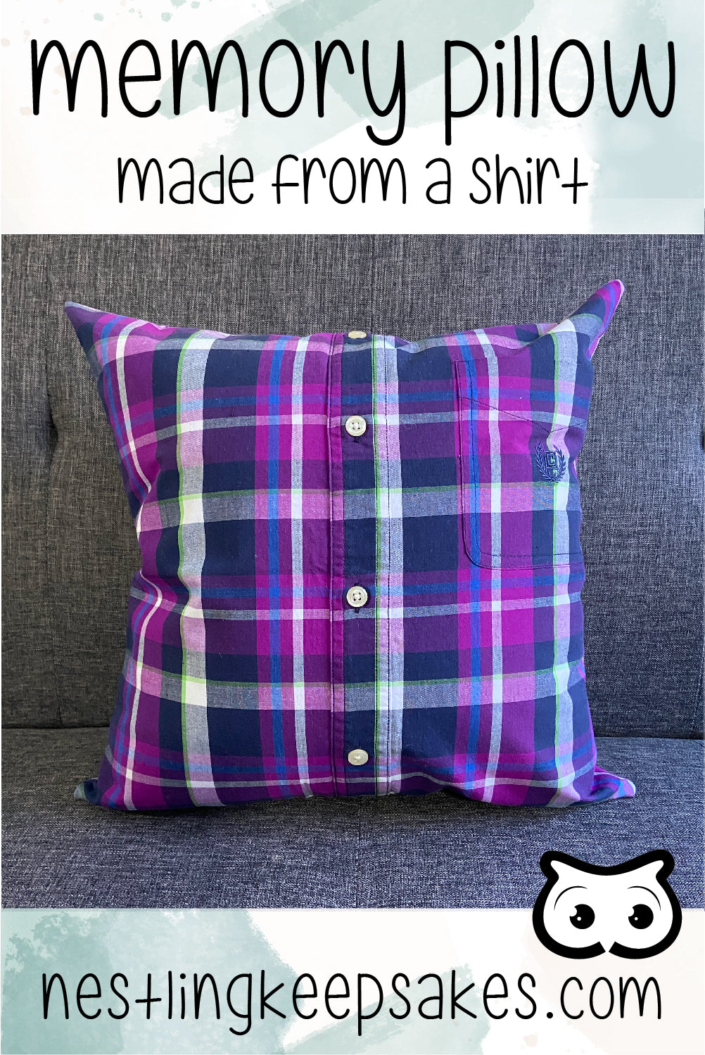 Memorial Pillow made from a Shirt Nestling Keepsakes