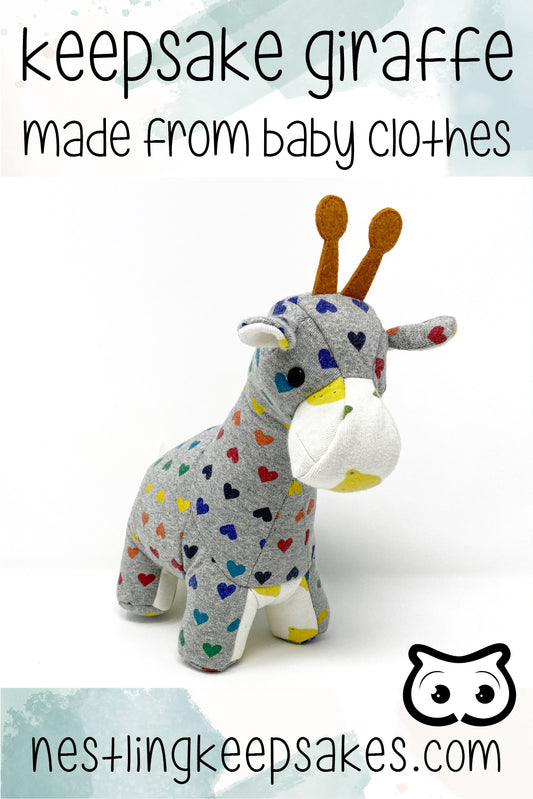 keepsake giraffe made from baby clothes