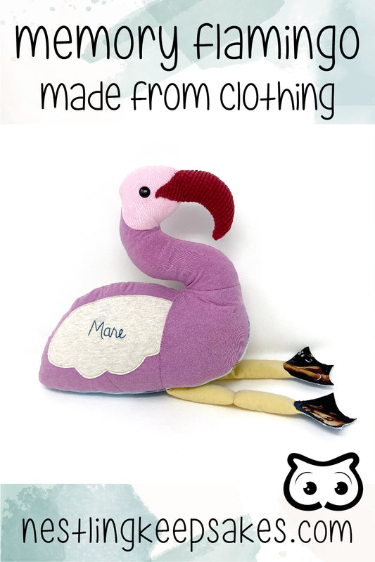memory flamingo made from clothes