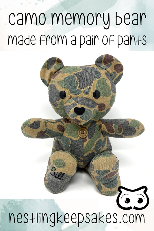 camo memory bear made from pants