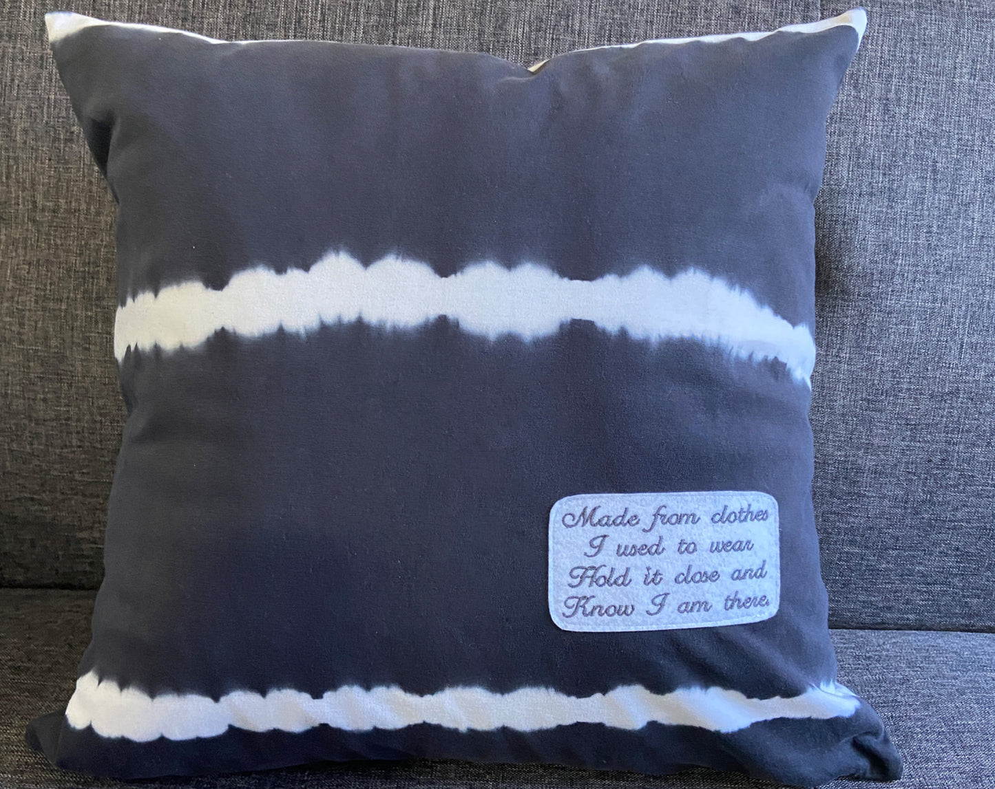memory pillow made from a t-shirt nestling keepsakes