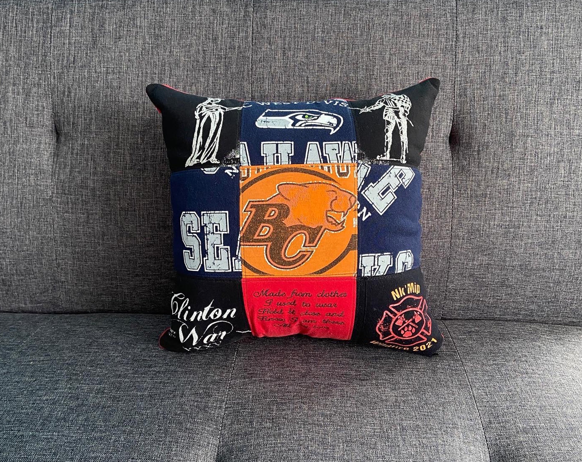 memory pillow made from clothes