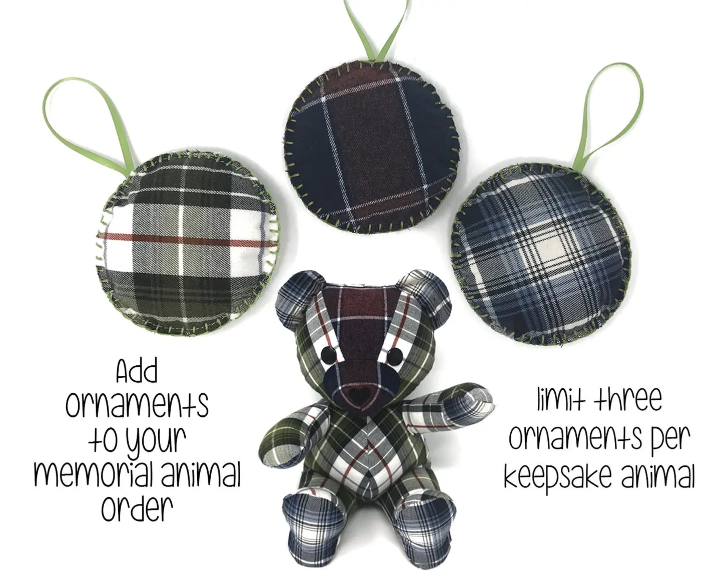 memory ornaments made from clothing