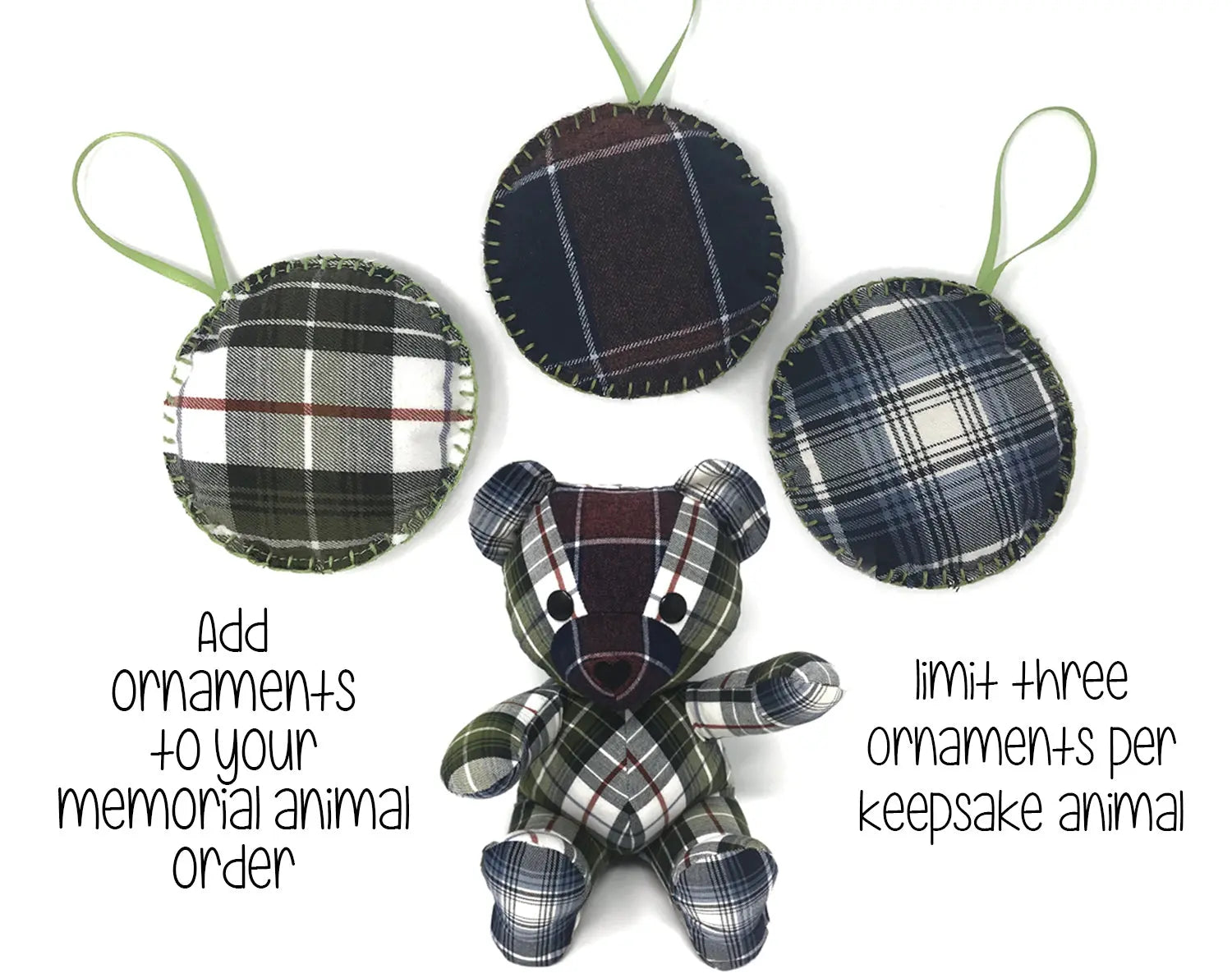 memory ornaments made from clothing